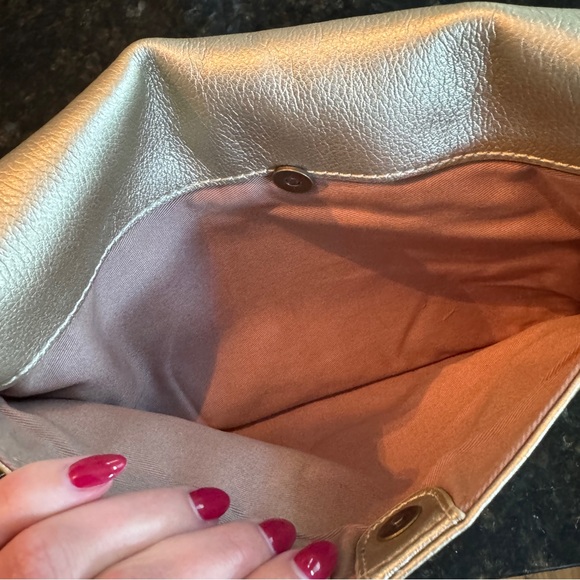 J. CREW Leather Envelope Convertible Clutch Purse with Chain Strap - Picture 7 of 10